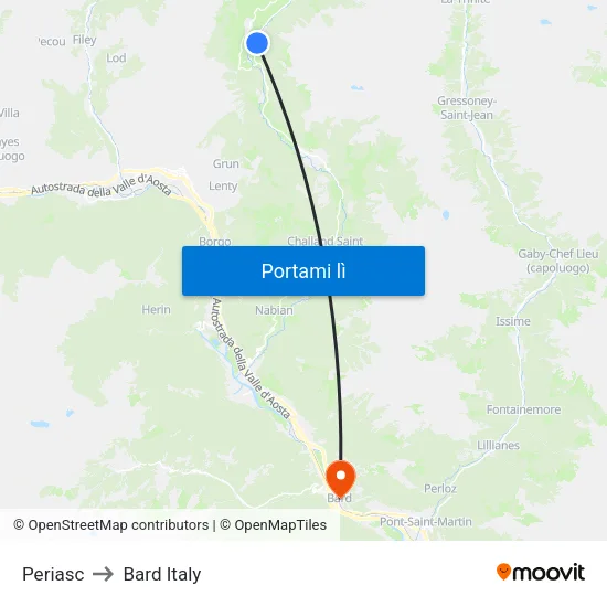 Trochey to Bard Italy map