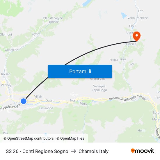 SS 26 - Conti Regione Sogno to Chamois Italy map