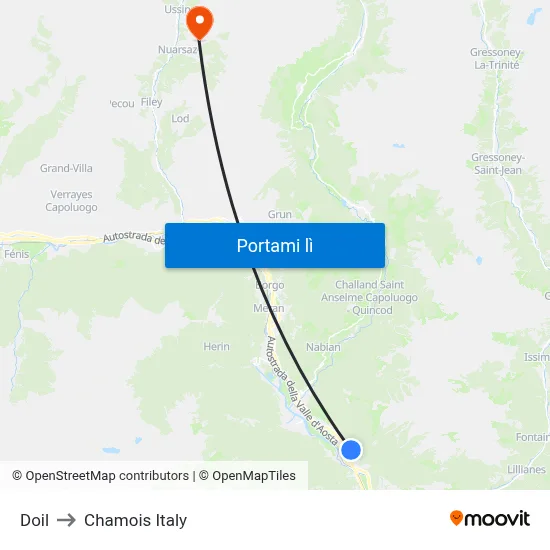 Doil to Chamois Italy map