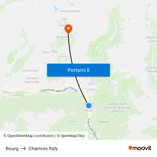 Bourg to Chamois Italy map