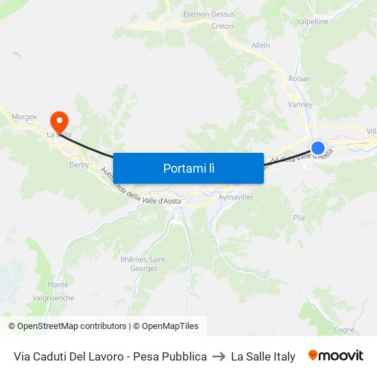 Via Caduti Del Lavoro - Pesa Pubblica to La Salle Italy map