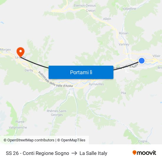 SS 26 - Conti Regione Sogno to La Salle Italy map