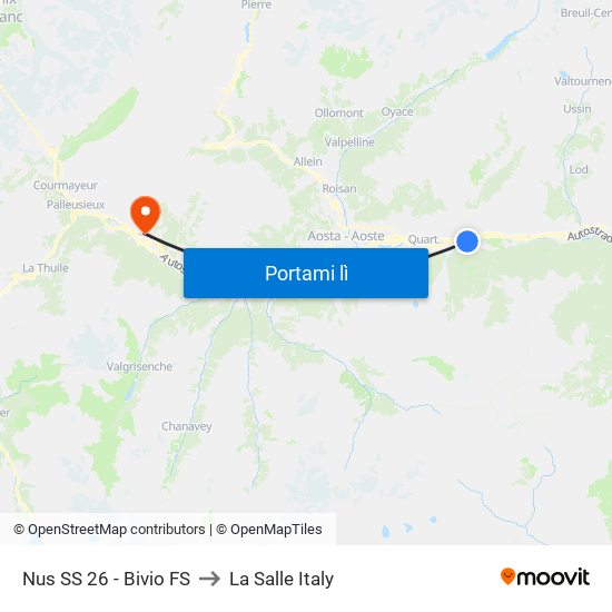 Nus SS 26 - Bivio FS to La Salle Italy map