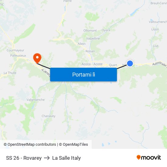 SS 26 - Rovarey to La Salle Italy map