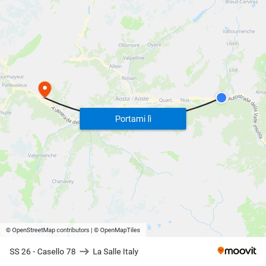 SS 26 - Casello 78 to La Salle Italy map