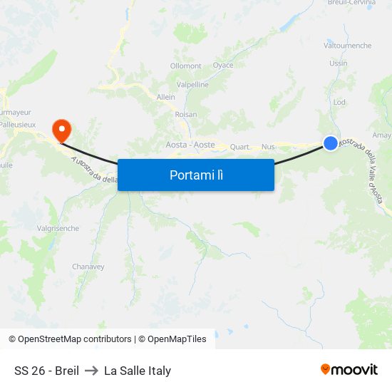 SS 26 - Breil to La Salle Italy map