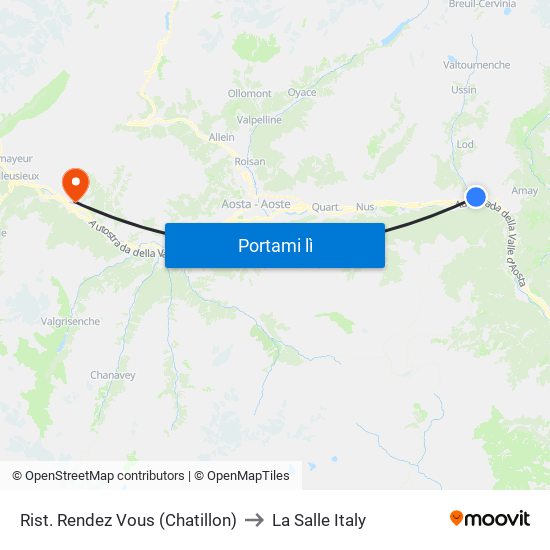 Rist. Rendez Vous (Chatillon) to La Salle Italy map