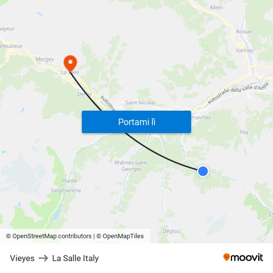 Vieyes to La Salle Italy map