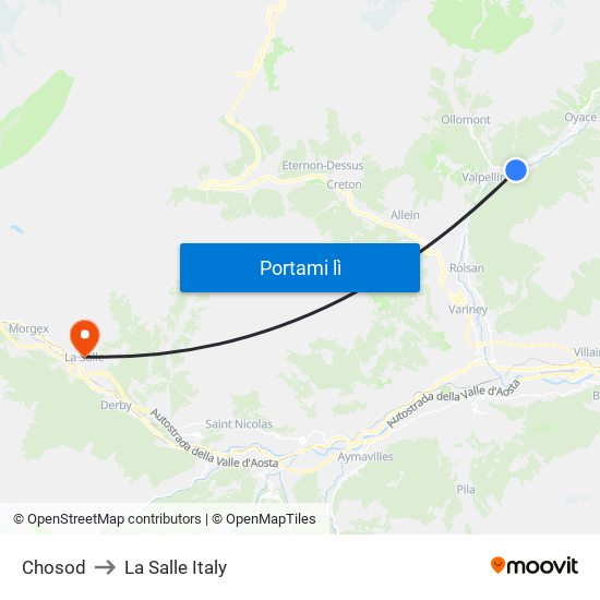 Chosod to La Salle Italy map
