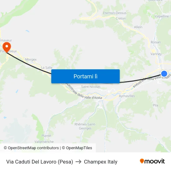Via Caduti Del Lavoro (Pesa) to Champex Italy map