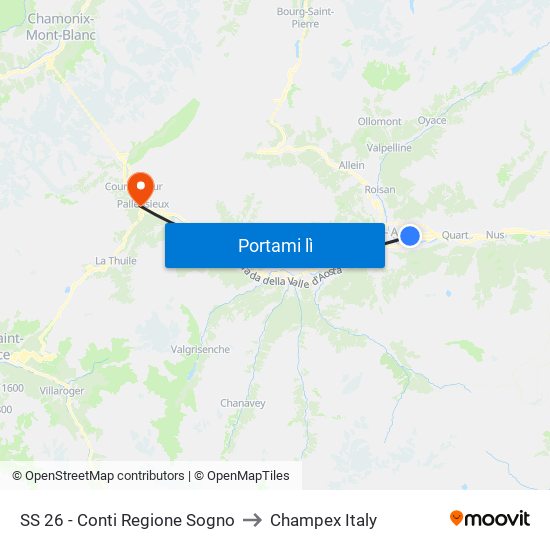 SS 26 - Conti Regione Sogno to Champex Italy map