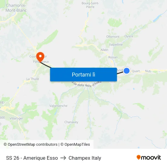 SS 26 - Amerique Esso to Champex Italy map