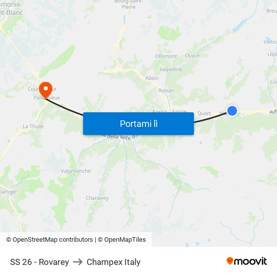 SS 26 - Rovarey to Champex Italy map