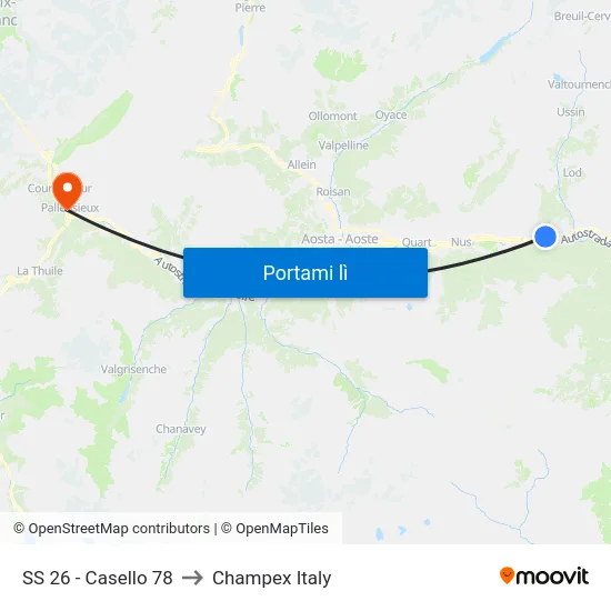SS 26 - Casello 78 to Champex Italy map