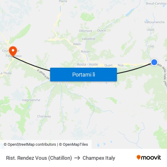 Rist. Rendez Vous (Chatillon) to Champex Italy map