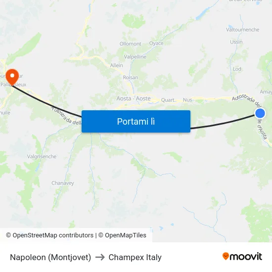 Napoleon (Montjovet) to Champex Italy map