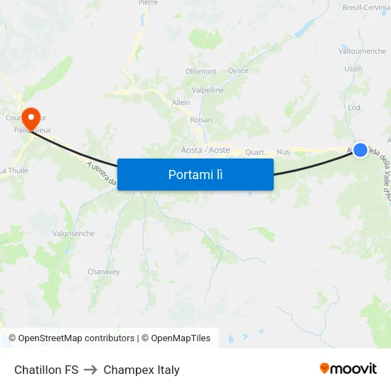 Chatillon FS to Champex Italy map