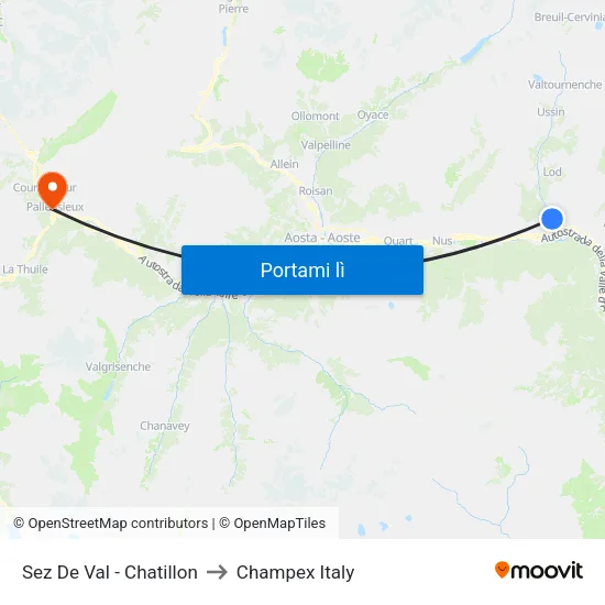 Sez De Val - Chatillon to Champex Italy map
