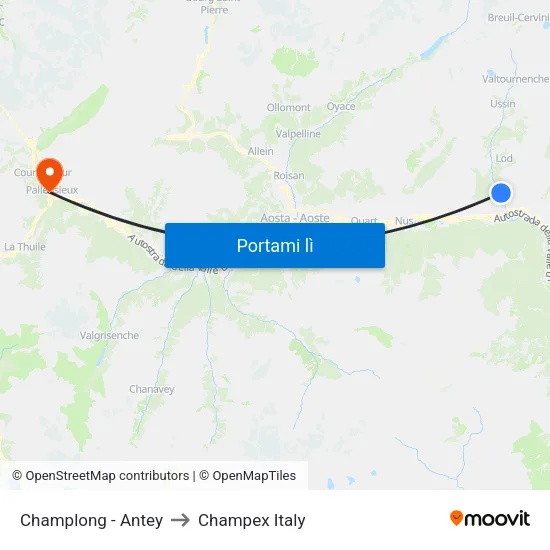 Champlong - Antey to Champex Italy map