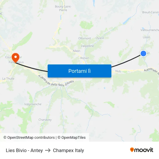 Lies Bivio - Antey to Champex Italy map