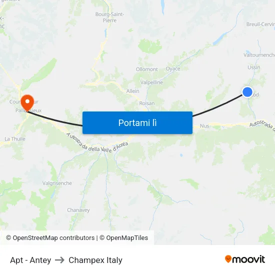 Apt - Antey to Champex Italy map