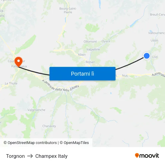 Torgnon to Champex Italy map