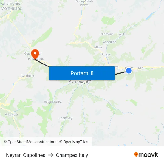 Neyran Capolinea to Champex Italy map