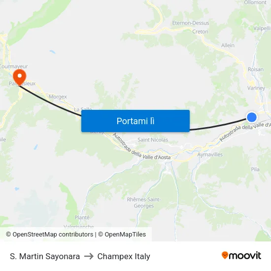 S. Martin Sayonara to Champex Italy map