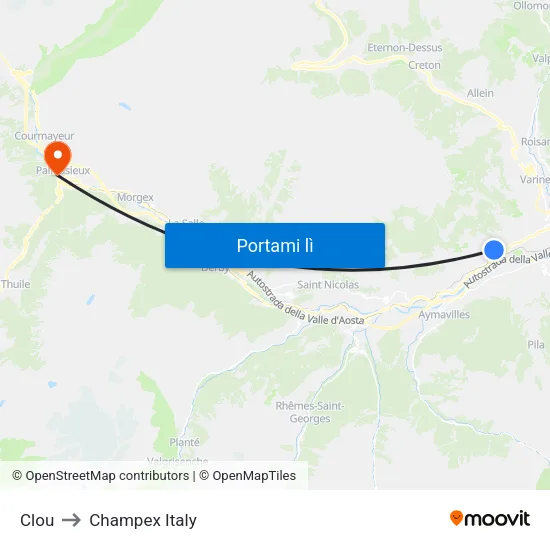 Clou to Champex Italy map