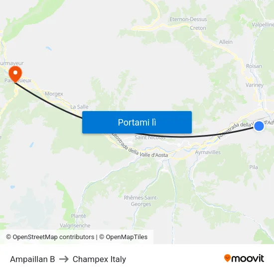 Ampaillan B to Champex Italy map