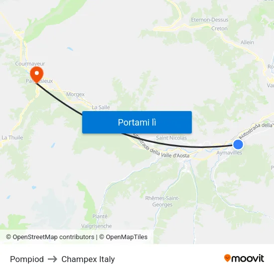Pompiod to Champex Italy map