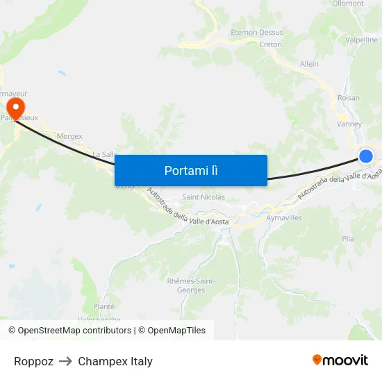 Roppoz to Champex Italy map