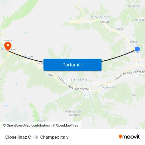 Closellinaz C to Champex Italy map
