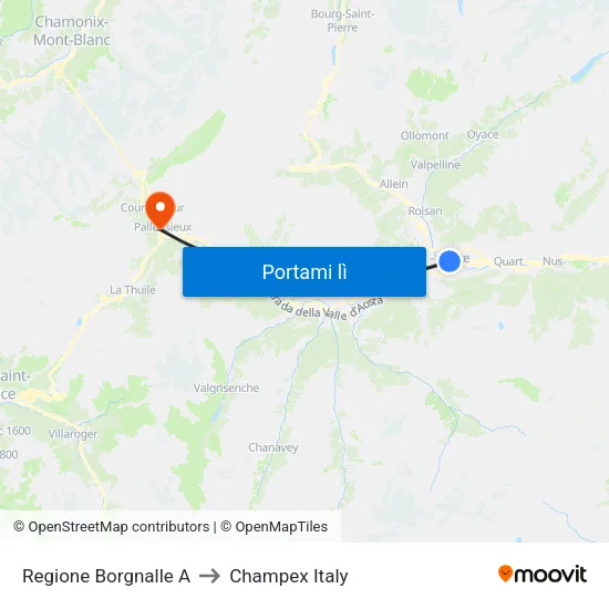 Regione Borgnalle A to Champex Italy map