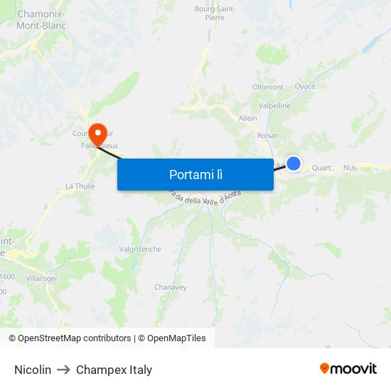 Nicolin to Champex Italy map
