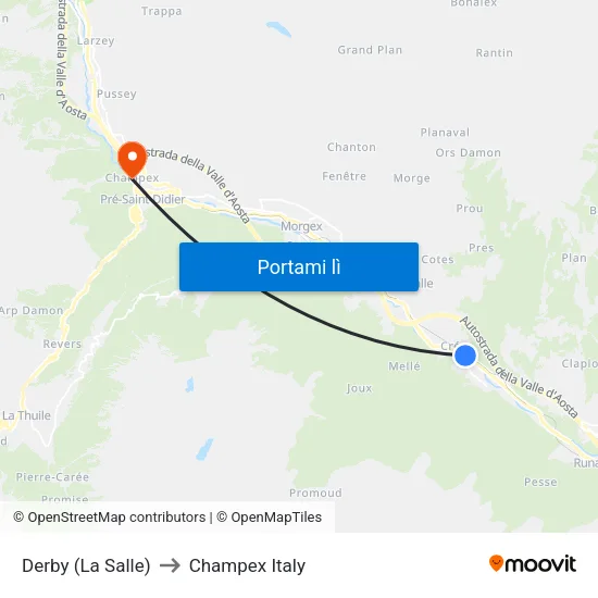 Derby (La Salle) to Champex Italy map