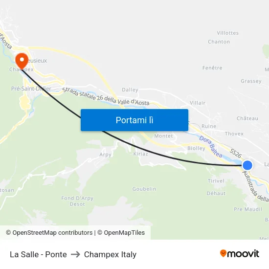 La Salle - Ponte to Champex Italy map