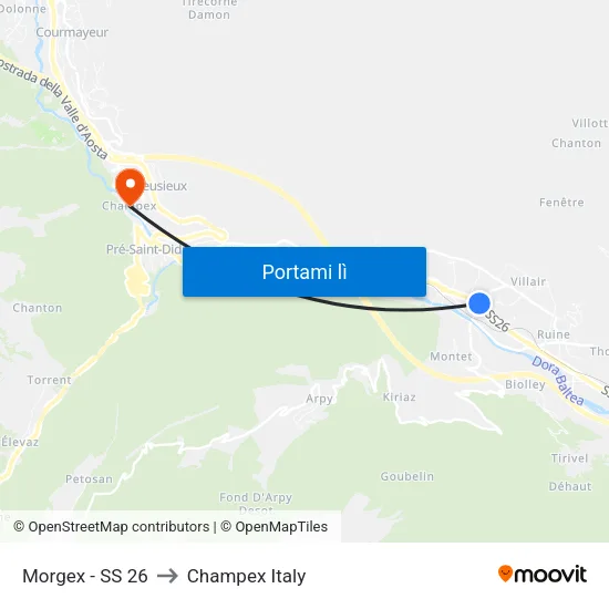 Morgex - SS 26 to Champex Italy map