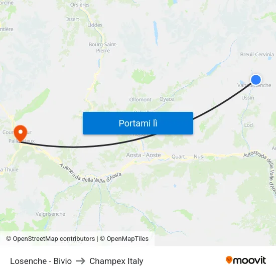 Losenche - Bivio to Champex Italy map