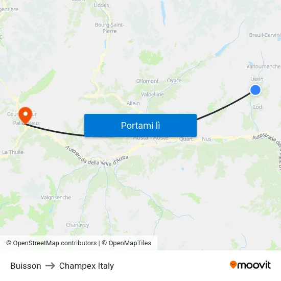 Buisson to Champex Italy map