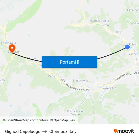Gignod Capoluogo to Champex Italy map