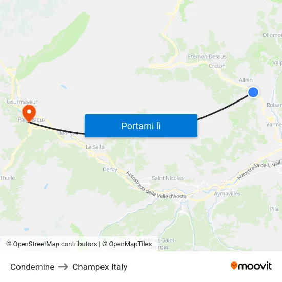 Condemine to Champex Italy map
