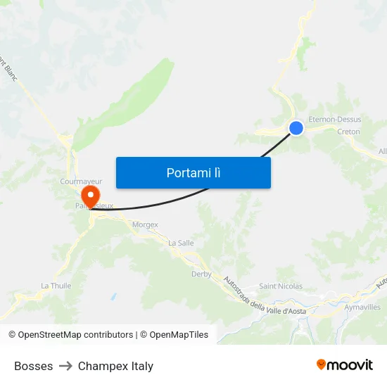 Bosses to Champex Italy map