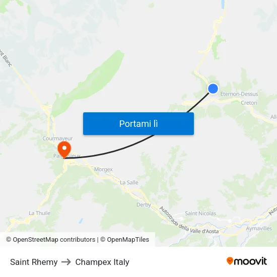 Saint Rhemy to Champex Italy map