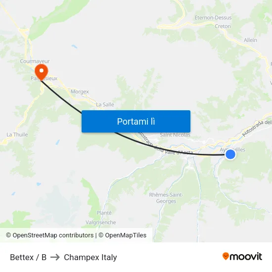 Bettex / B to Champex Italy map