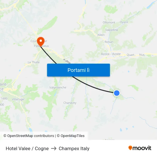 Hotel Valee / Cogne to Champex Italy map