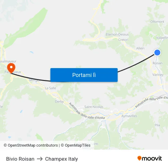 Bivio Roisan to Champex Italy map