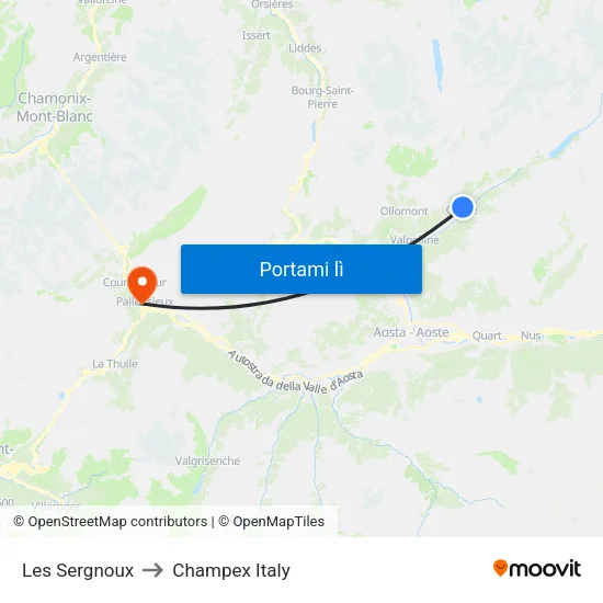 Les Sergnoux to Champex Italy map
