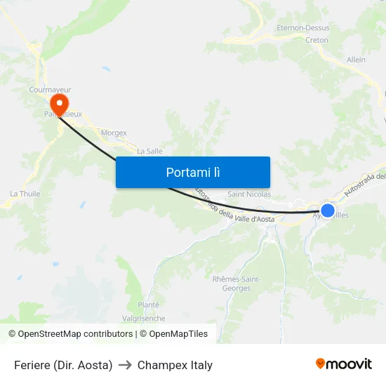 Feriere (Dir. Aosta) to Champex Italy map