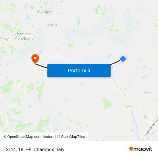 Ober Perletoa to Champex Italy map